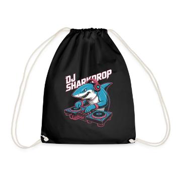 DJ Sharkdrop Hai DJ Turntable EDM Rave Club - Drawstring Bag - black - Front