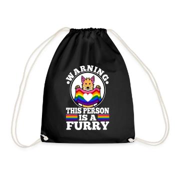 Warning This Person Is A Furry - Drawstring Bag - black - Front