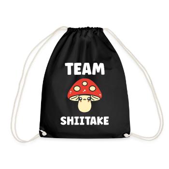 Team Shiitake Kawaii Mushroom - Drawstring Bag - black - Front