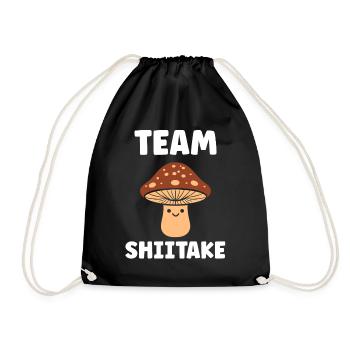 Team Shiitake Mushroom Graphic - Drawstring Bag - black - Front
