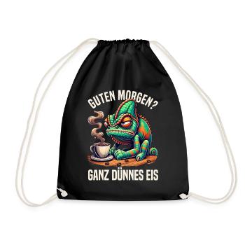 Guten Morgen Ganz Dünnes Eis Chamäleon Humor - Drawstring Bag - black - Front