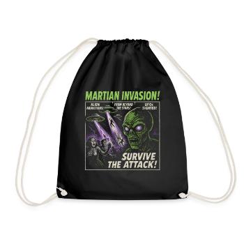 Mars Invasion Alien Movie Poster Halloween - Drawstring Bag - black - Front