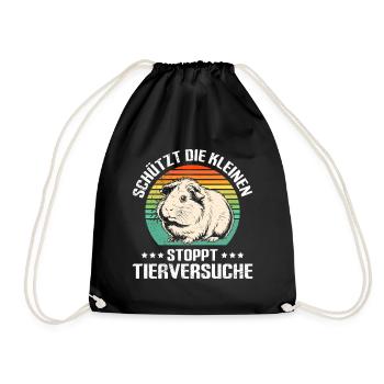Animals PROTECTS THE LITTLE ONES STOPS ANIMAL TESTING - Drawstring Bag - black - Front