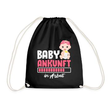 Bald Mama BABY ANKUNFT IN ARBEIT Lustiges - Turnbeutel - Schwarz - Vorne