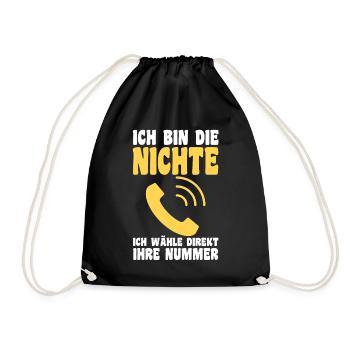 Familienmotiv Nichte - Turnbeutel - Schwarz - Vorne