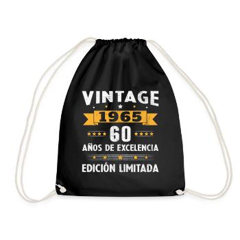 60 Year Old 1965 Vintage Retro Anniversary - Drawstring Bag - black - Front