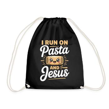 I Run On Pasta And Jesus - Turnbeutel - Schwarz - Vorne