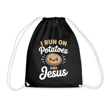 I Run On Potatoes And Jesus - Turnbeutel - Schwarz - Vorne