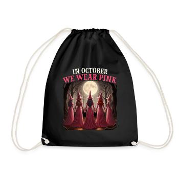 In October We Wear Pink - Halloween Breast Cancer - Drawstring Bag - black - Front
