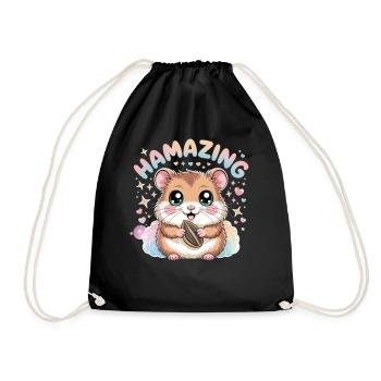 Hamazing Kawaii Hamster Seed Hearts - Drawstring Bag - black - Front