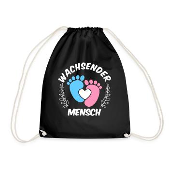 Expectant mother GROWING HUMAN Funny - Drawstring Bag - black - Front