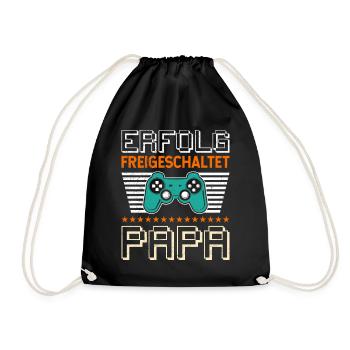 Gambler Dad ACHIEVEMENT UNLOCKED Funny - Drawstring Bag - black - Front