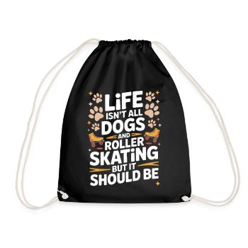 Roller Skating Saying Cats Joke Skating Gift - Drawstring Bag - black - Front