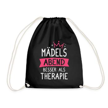 Mädelsabend Besser als Therapie Party Mädels - Turnbeutel - Schwarz - Vorne