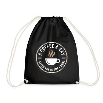 A Coffee A Day Keeps The Grumpy Away - Drawstring Bag - black - Front