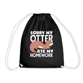 Devoirs de dessin animé de loutre de mer - Sac de sport léger - noir - Devant