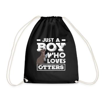 Loutre de mer dessin animé garçon aime loutre graphique - Sac de sport léger - noir - Devant