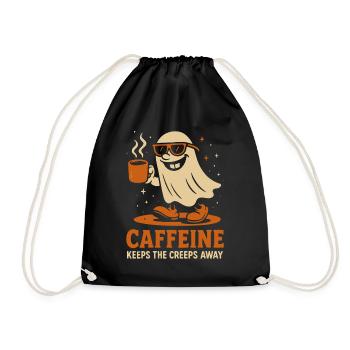 Koffein hält Gänsehaut fern Ghost Funny Halloween - Turnbeutel - Schwarz - Vorne