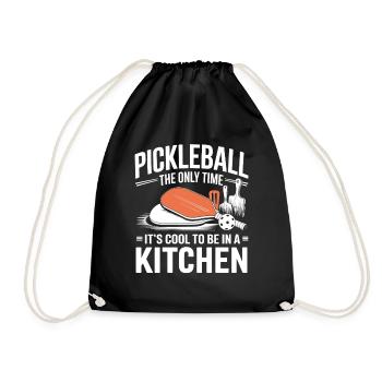 Pickleball Kitchen Ball - Drawstring Bag - black - Front
