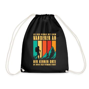 Hiking Hikers Mountaineers - Drawstring Bag - black - Front
