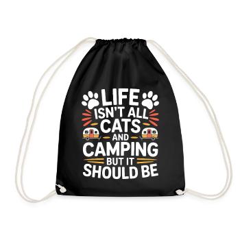 Camping Saying Cats Funny Camping Gift - Drawstring Bag - black - Front