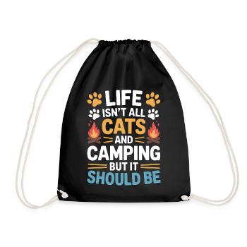 Camping Saying Cats Funny Camping Gift - Drawstring Bag - black - Front