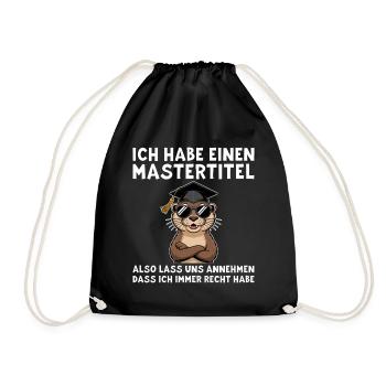 Mastertitel - Lustiger Otter Master Abschluss - Turnbeutel - Schwarz - Vorne