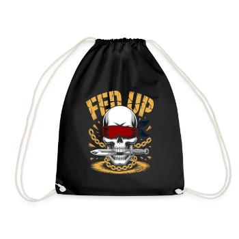 Blind skull with chain, muzzle full - Drawstring Bag - black - Front