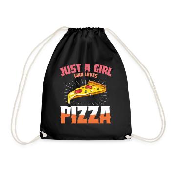 Pizza Liebe Mädchen Design - Turnbeutel - Schwarz - Vorne