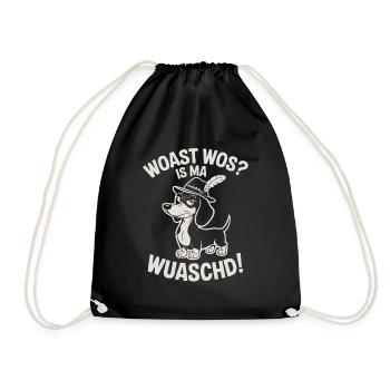 Wau Wos Is Ma Wuaschd - Turnbeutel - Schwarz - Vorne