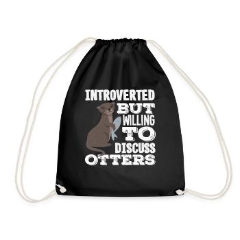 Loutre de mer dessin animé introverti - Sac de sport léger - noir - Devant
