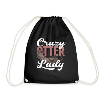 Sea Otter Lady - Drawstring Bag - black - Front