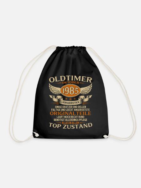 40. Geburtstag Geschenk Oldtimer Oktober 1985 - Turnbeutel - Schwarz