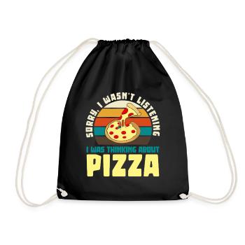 Pizza Träumer Retro Motiv - Turnbeutel - Schwarz - Vorne