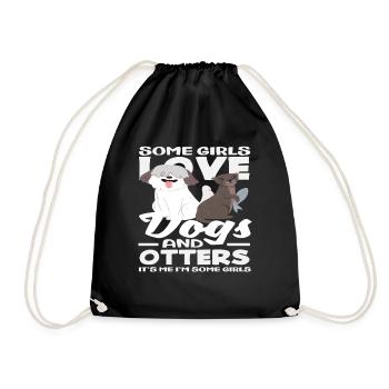 Funny sea otter dogs - Drawstring Bag - black - Front