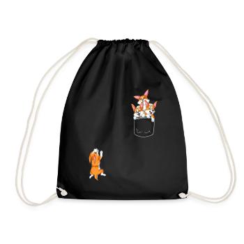 Chemise drôle de corgi style seau à poches - Sac de sport léger - noir - Devant