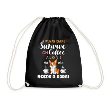 Femme a besoin de café et de chemise drôle de corgi - Sac de sport léger - noir - Devant