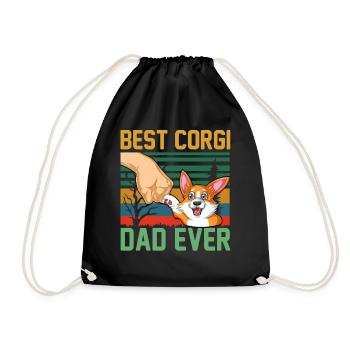 Best Corgi Dad Ever – Funny Corgi Owner Gift - Drawstring Bag - black - Front