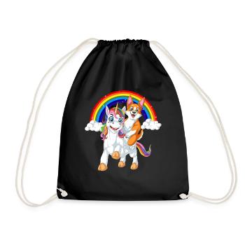Chemise pour enfants Riche Licorne Arc-en-ciel - Sac de sport léger - noir - Devant
