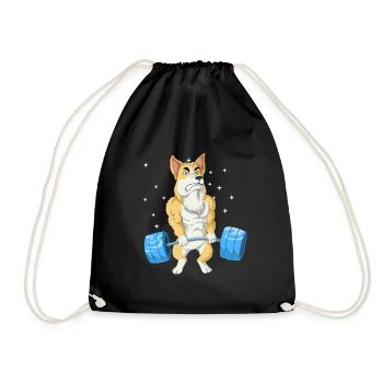 Corgi Weightlifting - Drawstring Bag - black - Front