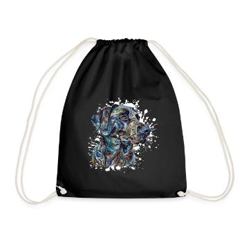 Aquarelle Chien Portrait Bleu - Sac de sport léger - noir - Devant