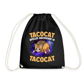 Tacocat Spelled Backward Is Tacocat - Drawstring Bag - black - Front