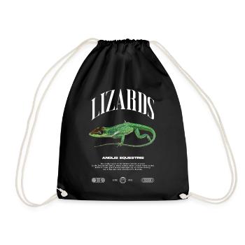 Cuban Knight Anole Reptile Keeper Lizard - Drawstring Bag - black - Front