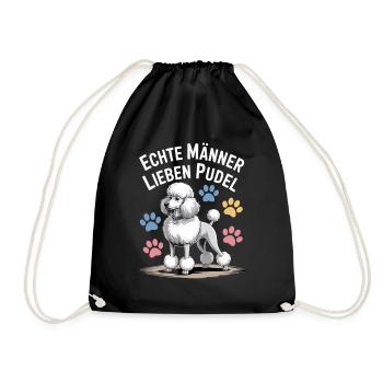 De vrais hommes aiment caniche chien drôle disant - Sac de sport léger - noir - Devant