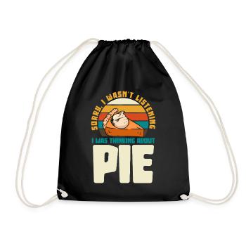 Pie Thinker Meme: I Think of Cake - Drawstring Bag - black - Front