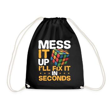 Mess Up I'll Make It In Seconds -puzzle - Drawstring Bag - black - Front