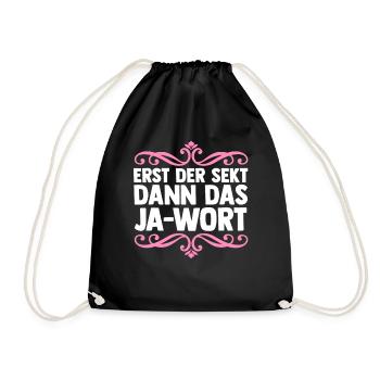 JGA Team Braut Junggesellinnenabschied - Turnbeutel - Schwarz - Vorne