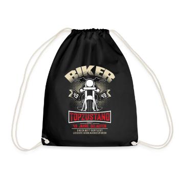 49th Birthday Motorcyclist Motorcycle - Drawstring Bag - black - Front