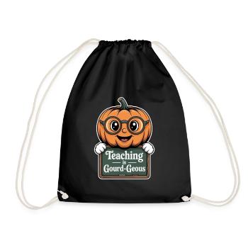 Teaching Is Gourd-Geous Pumpkin Teacher Halloween - Drawstring Bag - black - Front