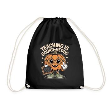 Autumn Teacher Saying Teaching Is Gourd Geous - Drawstring Bag - black - Front